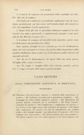 Capo settimo. Della prescrizione acquisitiva di trent'anni