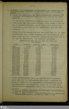 I. Abschnitt: Der Gesamtprozeß der Entstehung und Entwicklung der kapitalistischen Produktion im Zwickauer Steinkohlenbergbau (Abriß)