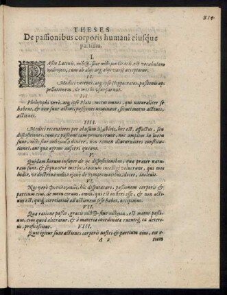 Theses De passionibus corporis humani eiusque partium.