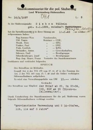 Sieben, Wilhelm