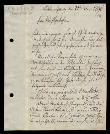Brief von Jakob Mauvillon an Unbekannt