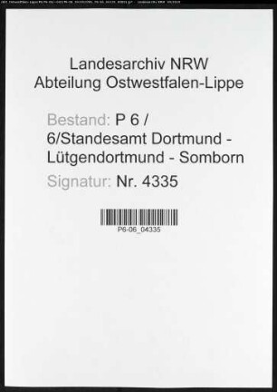 Sterberegister Standesamt Dortmund-Lütgendortmund-Somborn