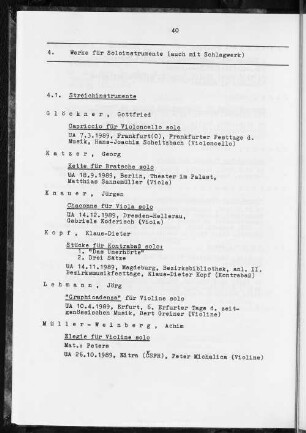 4. Werke für Soloinstrumente (auch mit Schlagwerk)