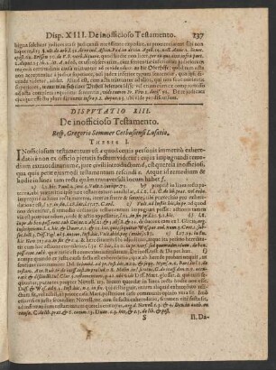 Disputatio XIII. De inofficioso Testamento