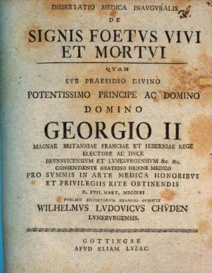 Diss. med. inaug. de signis foetus vivi et mortui