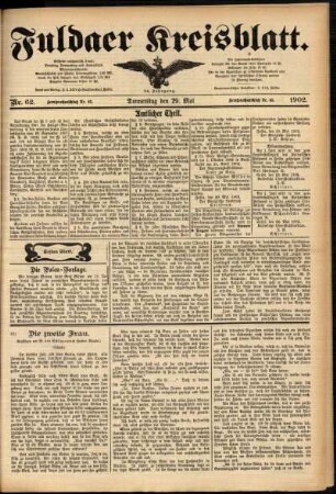 Erste Ausgabe vom Donnerstag, den 29. Mai 1902.