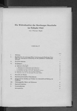 Die Wohnsituation der Hamburger Haushalte im Frühjahr 1960