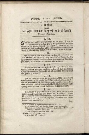 I. Absaz worinn die Lehre von der Regredienterbschaft überhaupt erörtert wird.