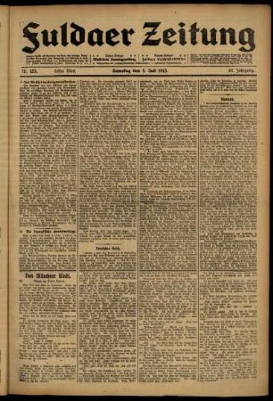 Erste Ausgabe vom Samstag, den 05. Juli 1913.
