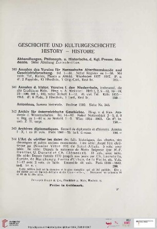 Geschichte und Kulturgeschichte - History - Histoire (Nr. 340 - 395)