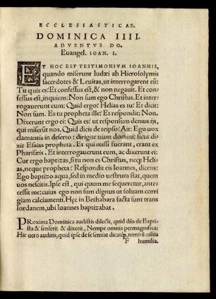 Dominica IIII. Adventus Do. Evangel. Ioan. I.