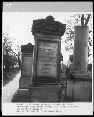 Grabstein von Sigismund Honig (gestorben 1906.03.03)