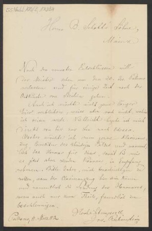 Brief an B. Schott's Söhne : 10.03.1882