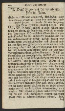 VI. Dank-Gebete auf die vornehmsten Feste im Jahre