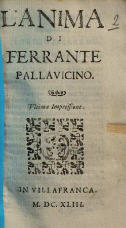 L' anima di Ferrante Pallavicino. [1]