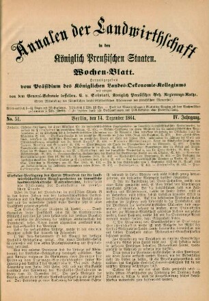 No. 51. Berlin, den 14. Dezember 1864. IV. Jahrgang.