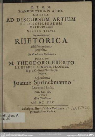 3: Rhetorica ad disputandum proposita