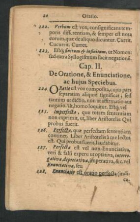 Cap. II. De Oratione, & Enunciatione, ac huius Speciebus.