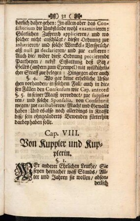 Cap. VIII. Von Kuppler und Kupplerin.