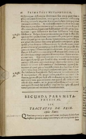 Secunda Pars Metaphysicæ, Seu Tractatus De Principiis Entis.