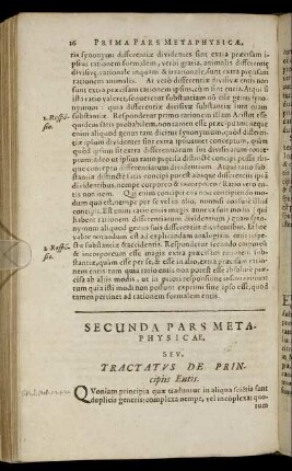 Secunda Pars Metaphysicæ, Seu Tractatus De Principiis Entis.