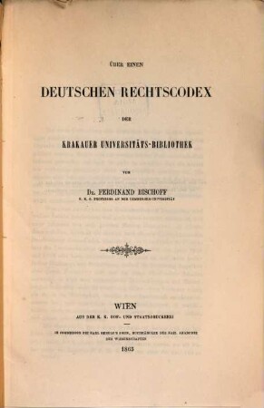 Über einen deutschen Rechtscodex der Krakauer Universitätsbibliothek