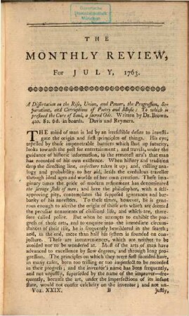 The monthly review, or, literary journal. 29. 1763