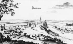 Halle (Saale), Burg Giebichenstein, Altenburg im Vordergrund, aus: Topographia Superioris Saxoniae... Caspar Merian
