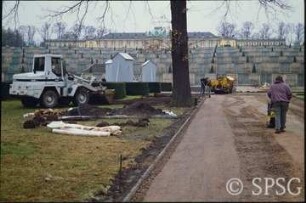 Potsdam, Park Sanssouci, Sanierungsmaßnahme im Bereich des Parterres Große Fontäne.