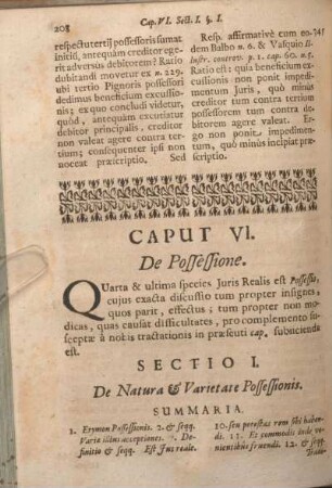 Sectio I. De Natura & Varietate Possessionis.
