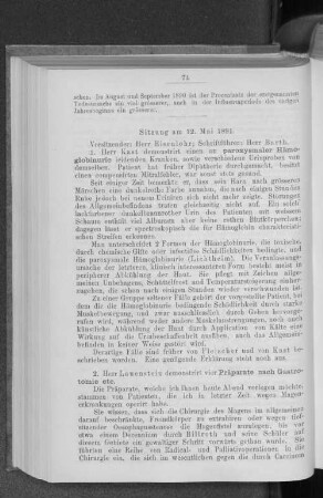 Sitzung am 12. Mai 1891.