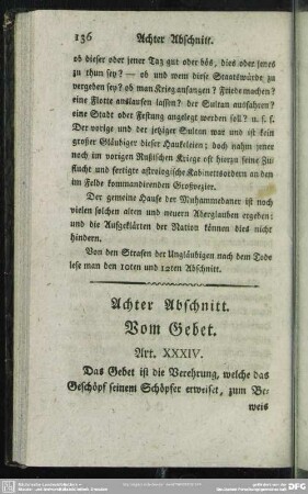 Achter Abschnitt. Vom Gebet