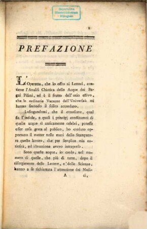 Analisi chimica delle acque dei Bagni Pisani, e dell'acqua acidula di Asciano