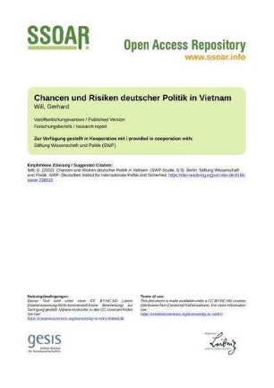 Chancen und Risiken deutscher Politik in Vietnam