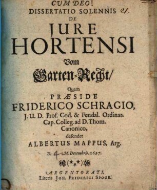 Diss. solenn. de iure hortensi