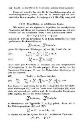 § 336. Hyperflächen im euklidischen Raume.