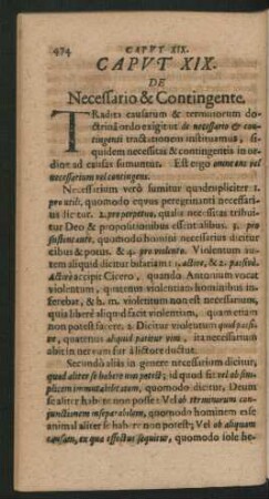 Caput XIX. De Necessario & Contingente.