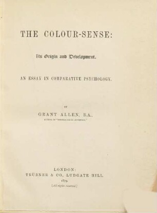 The Colour-sense: its Origin and Development