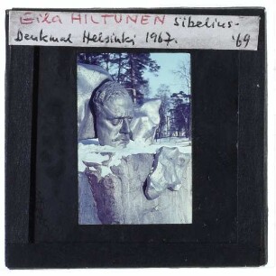 Helsinki, Hiltunen, Sibeliusdenkmal : Detailansicht Portrait Sibelius