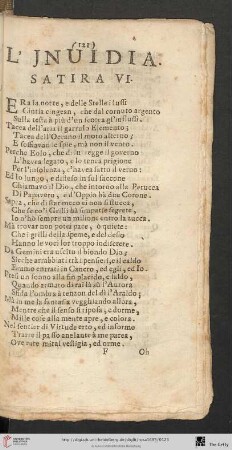 L’ inuidia: Satira VI.