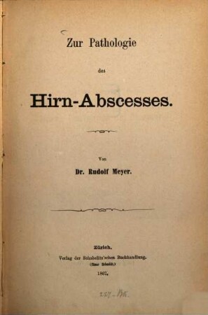 Zur Pathologie des Hirn-Abscesses