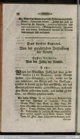 Das dritte Kapitel. Von der gerichtlichen Verfassung der Römer