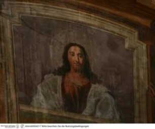 Brustbild Christi, von zwei Engeln getragen