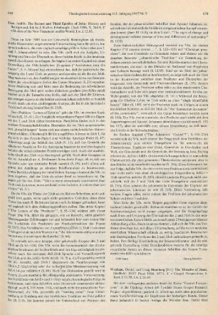 669-670 [Rezension] Lieu, Judith, The second and third Epistles of John