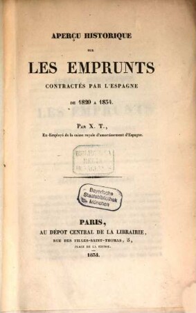 Aperçu historique sur les emprunts contractés par l'Espagne de 1820 à 1834