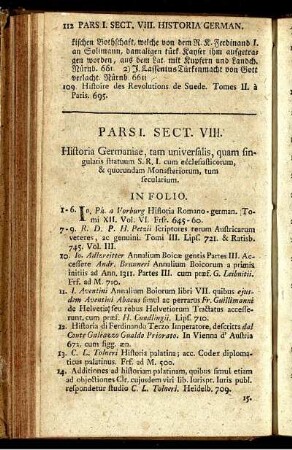 Sectio VIII. Historia Germaniae, tam universalis, quam singularis statuum ...