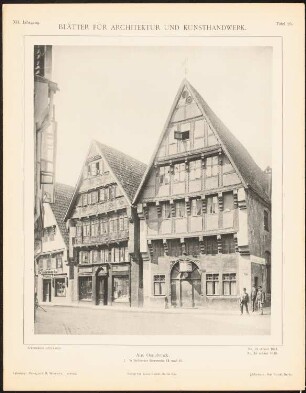 Wohnhäuser Bierstraße, Osnabrück: Ansicht (aus: Blätter für Architektur und Kunsthandwerk, 12. Jg., 1899, Tafel 25)