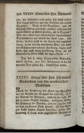 XXXXV. Etwas über Hrn. Ehrmanns Nachrichten von den aerostatischen Maschinen.