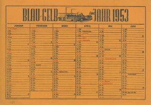 Werbekalender der Fa. Kraemer & Flammer (Krämer & Flammer) "Blau-Gelb im Jahr 1953"