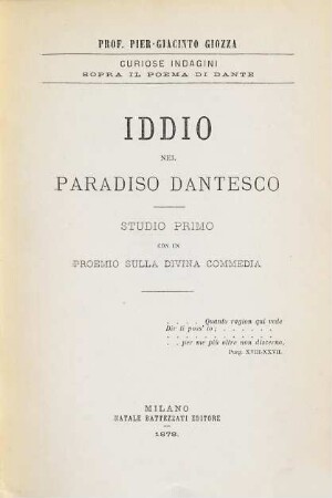 Curiose indagini sopra il poema di Dante, 1